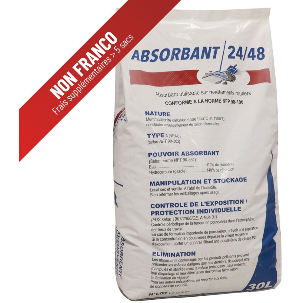 Absorbant minéral argile naturelle calcinée - sac de 30L 18kg - 18560
