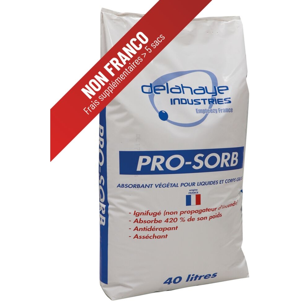 Absorbant végétal granulé ignifugé - sac de 40L 8kg - 18570
