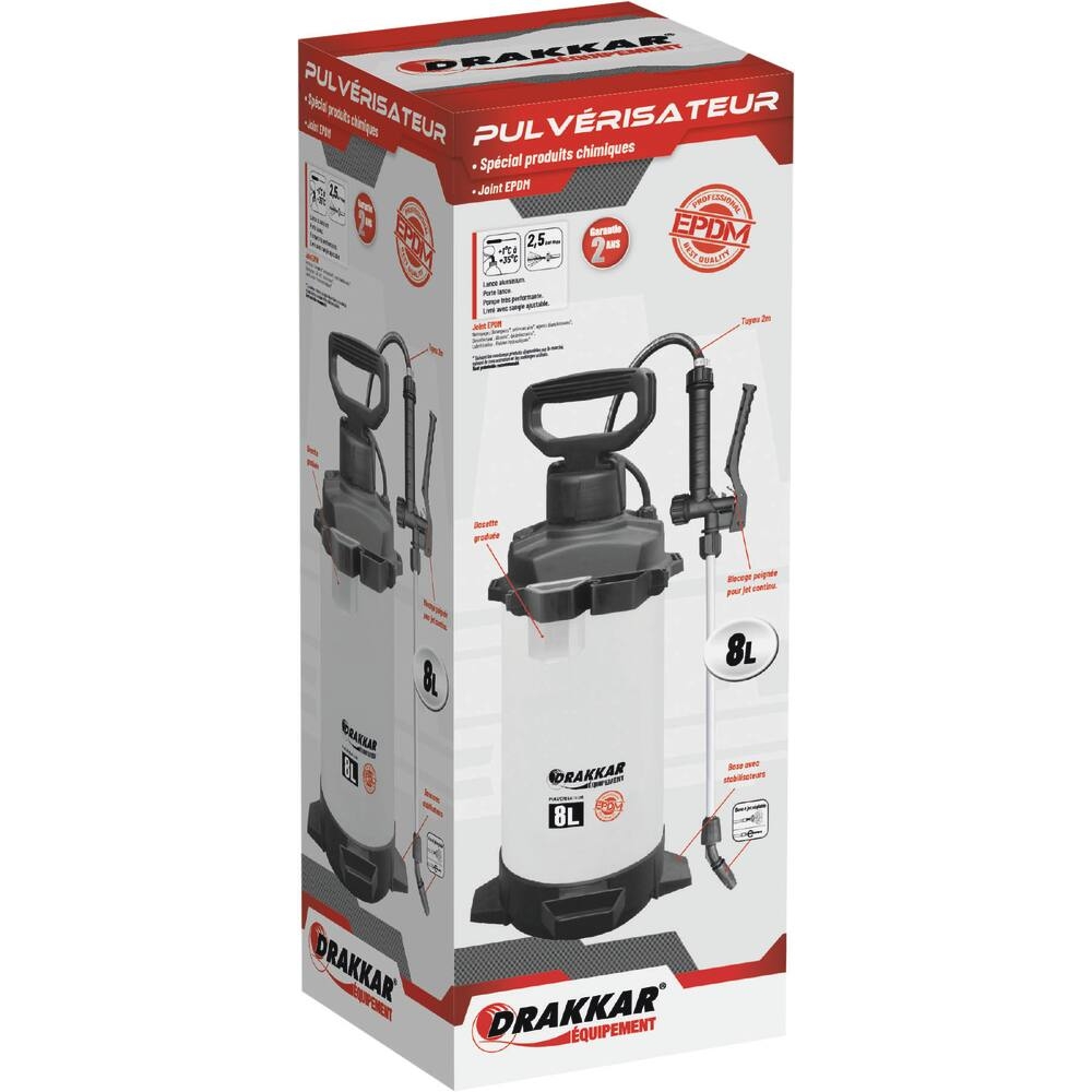 Pulvérisateur 8L avec lance et joint EPDM DRAKKAR - 18670