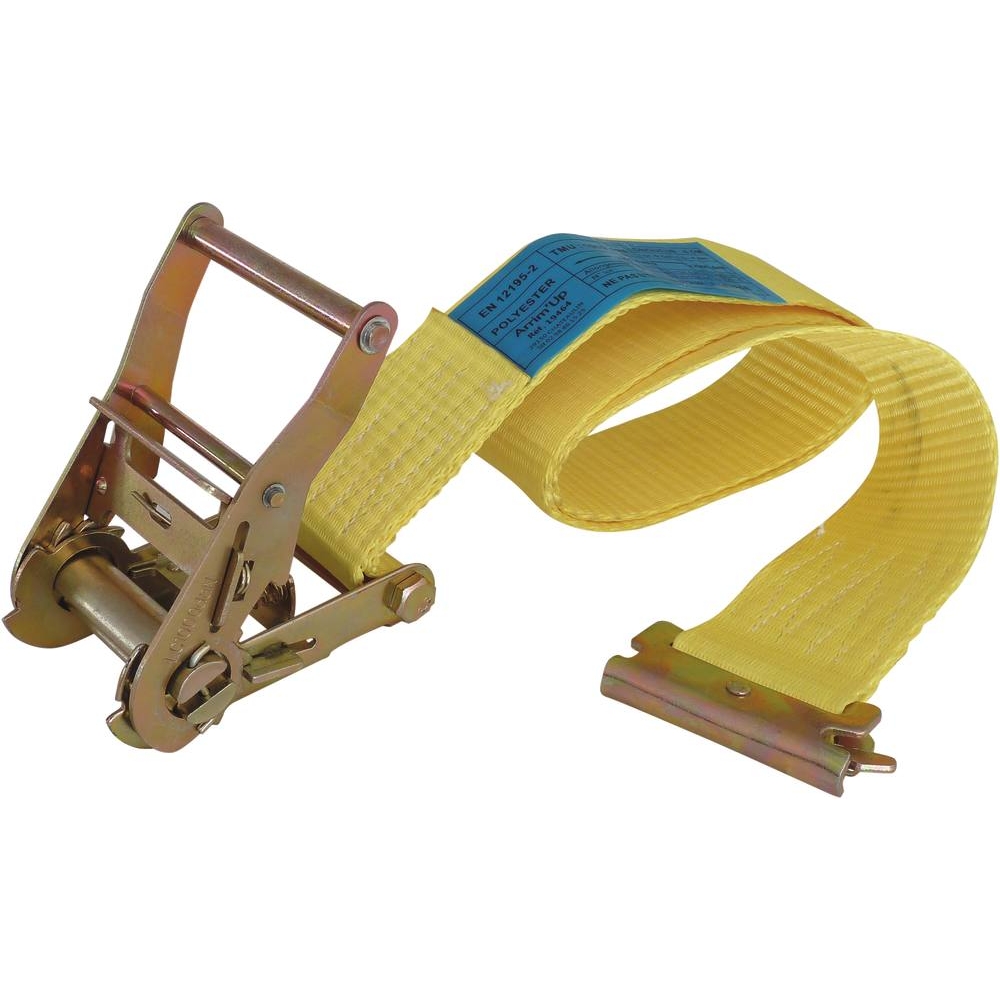 Sangle d'arrimage à cliquet séparé 50mm 3,5T 4,5m fixation ergot pour rail ARRIMUP - 19464