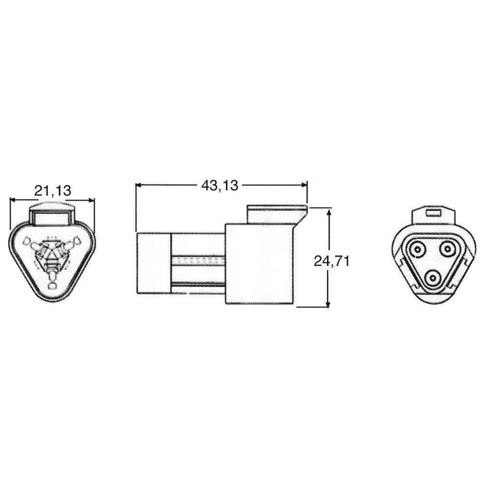 Connecteur étanche série DT femelle 3 voies en kit - Lot de 10 - 19503.10