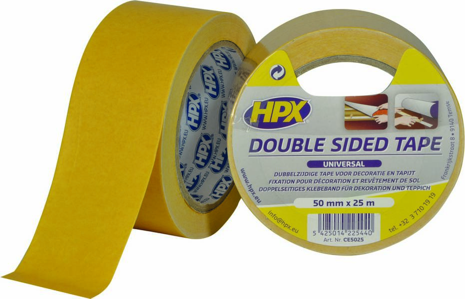 Ruban adhésif double face blanc 50x0,08mm 25m 14N spécial revêtement de sol HPX - 20459