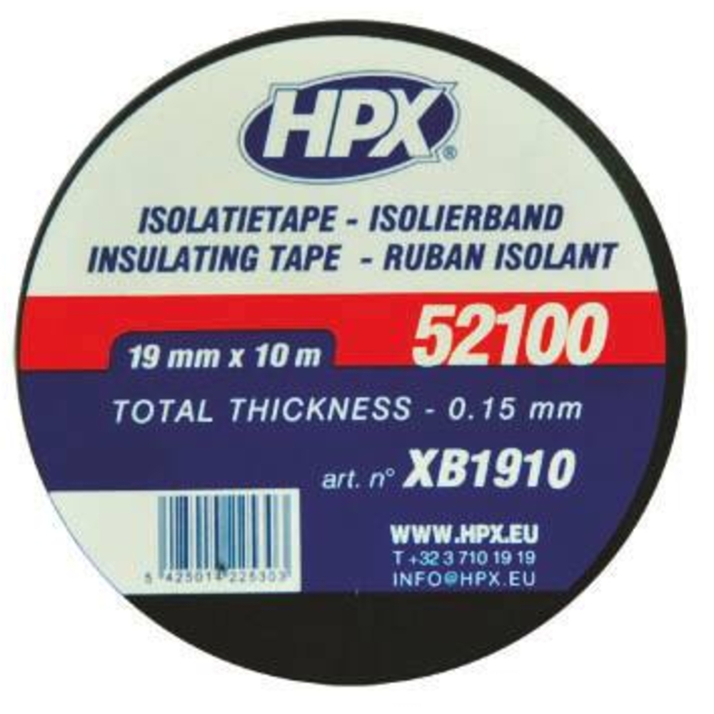 Ruban adhésif isolant PVC noir 19mmx10m HPX - 20564
