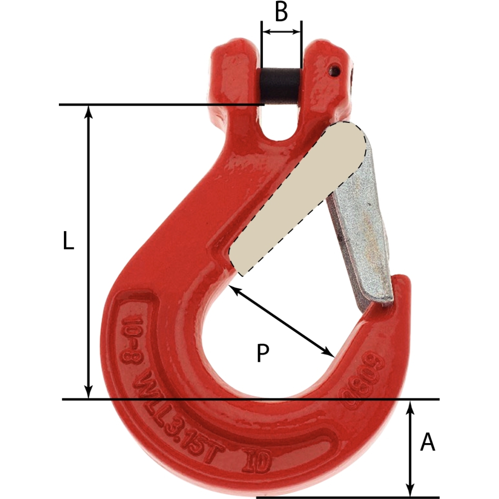 Crochet à chape avec linguet de securité pour chaîne de 13mm grade 80 - 20774