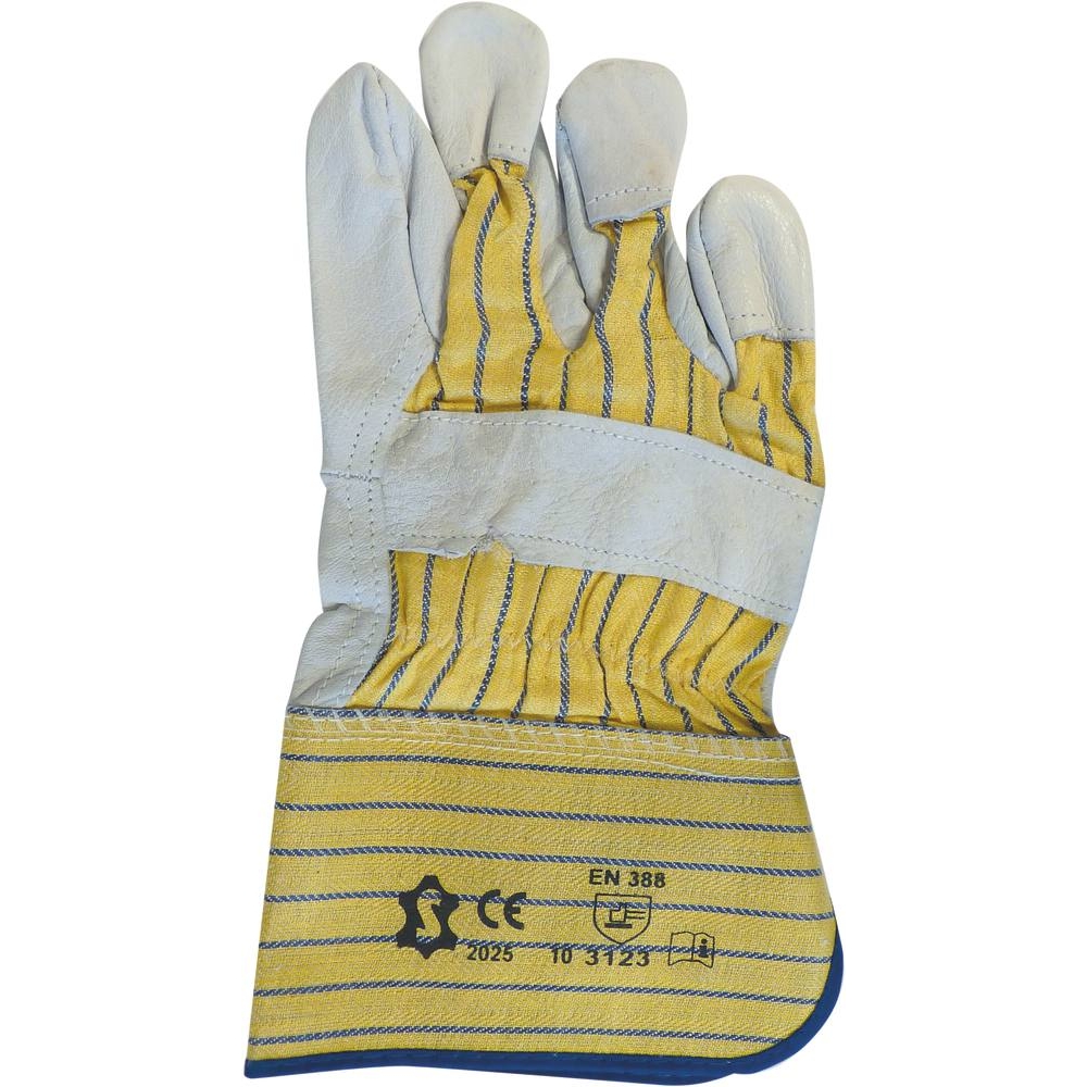 Gant paume cuir pleine fleur jaune/carte - 21009