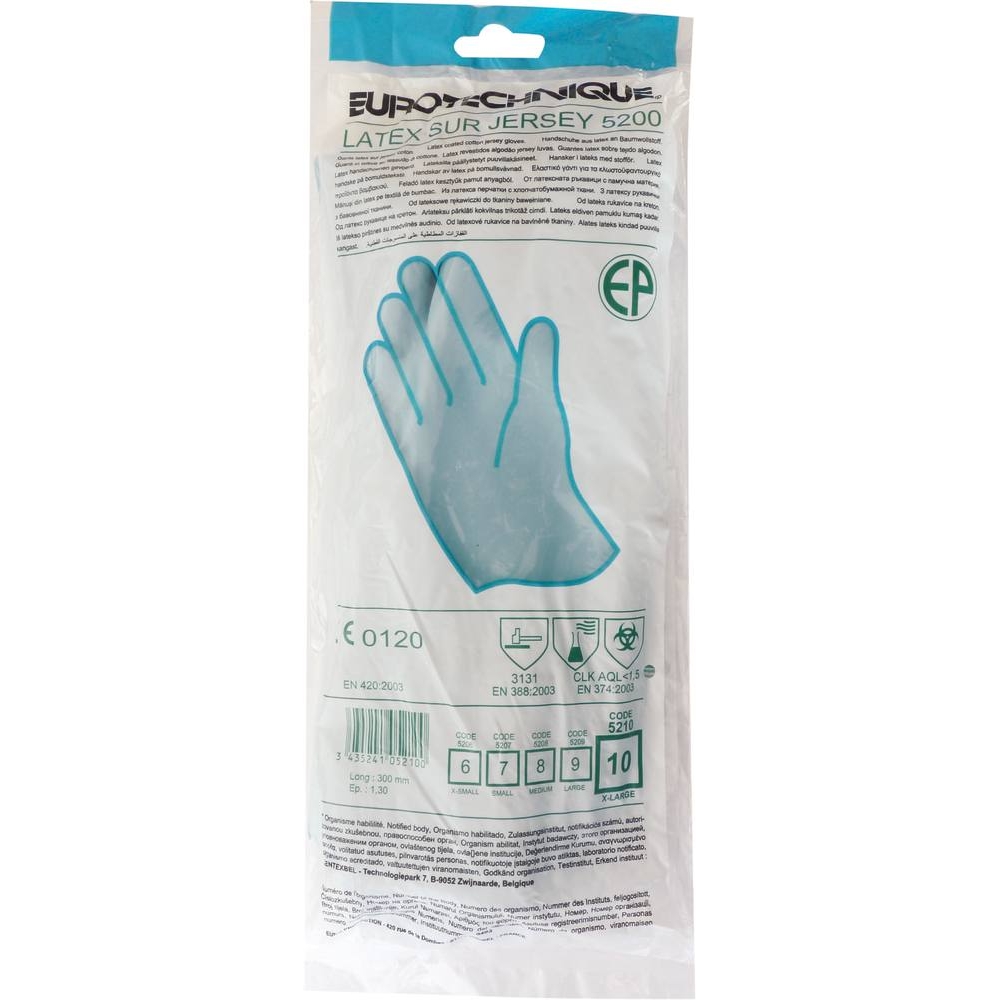 Gants chimiques 100% enduit latex floqué 300mm bleu 1,3mm T10 - 21172