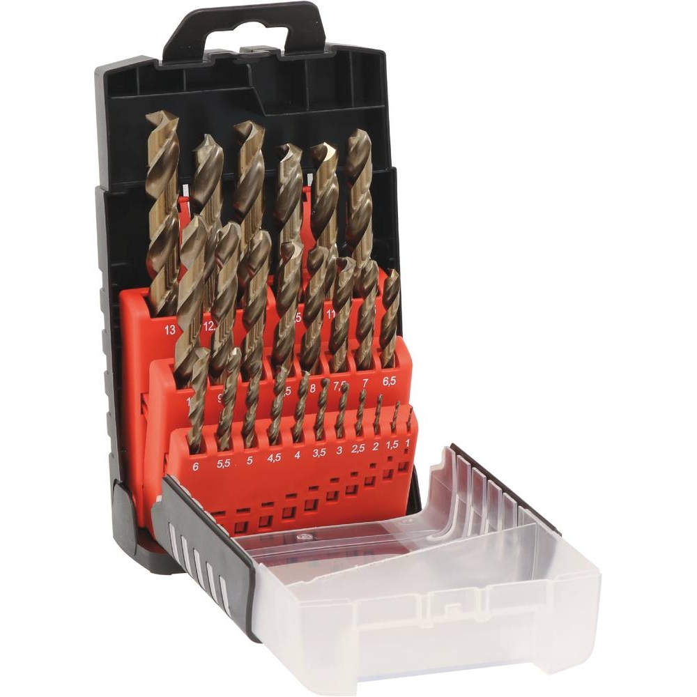 Coffret PVC de 25 forets métaux HSS 5% cobalt taillés meulés de 1 à 13mm DRAKKAR TOOLS - 22225