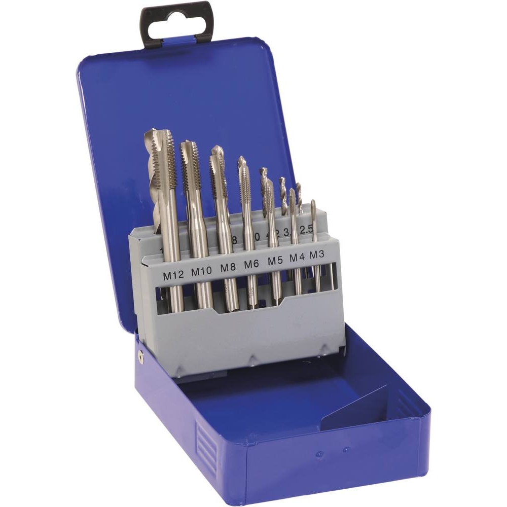Taraud et foret métaux M3 à M12 1 passe - coffret de 14 pcs DRAKKAR - 22231