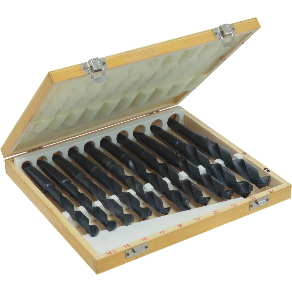 Foret taillé meulé de 14,5 à 23mm cône morse N°2 - coffret bois de 10 pcs DRAKKAR TOOLS - 22290