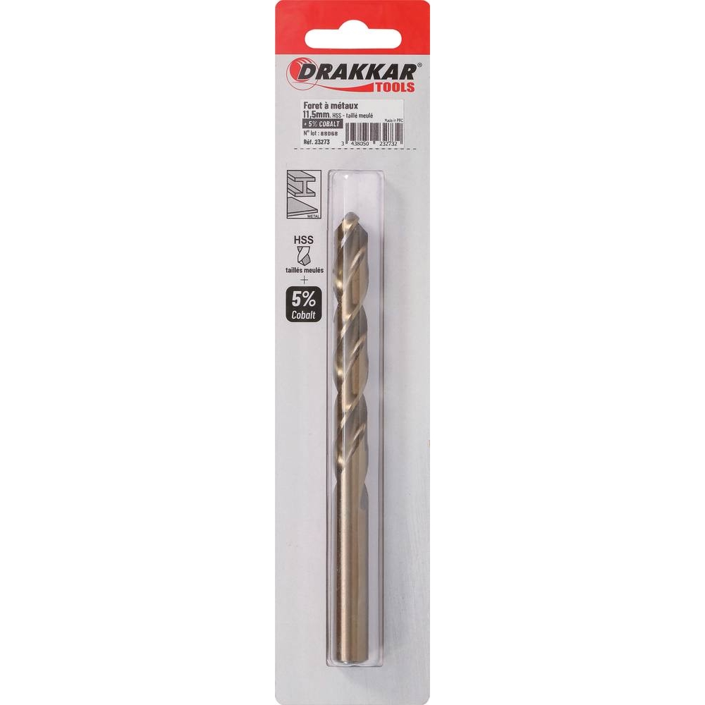 Foret à métaux HSS 5% cobalt 11,5mm - de 1 pcs DRAKKAR TOOLS - 23273