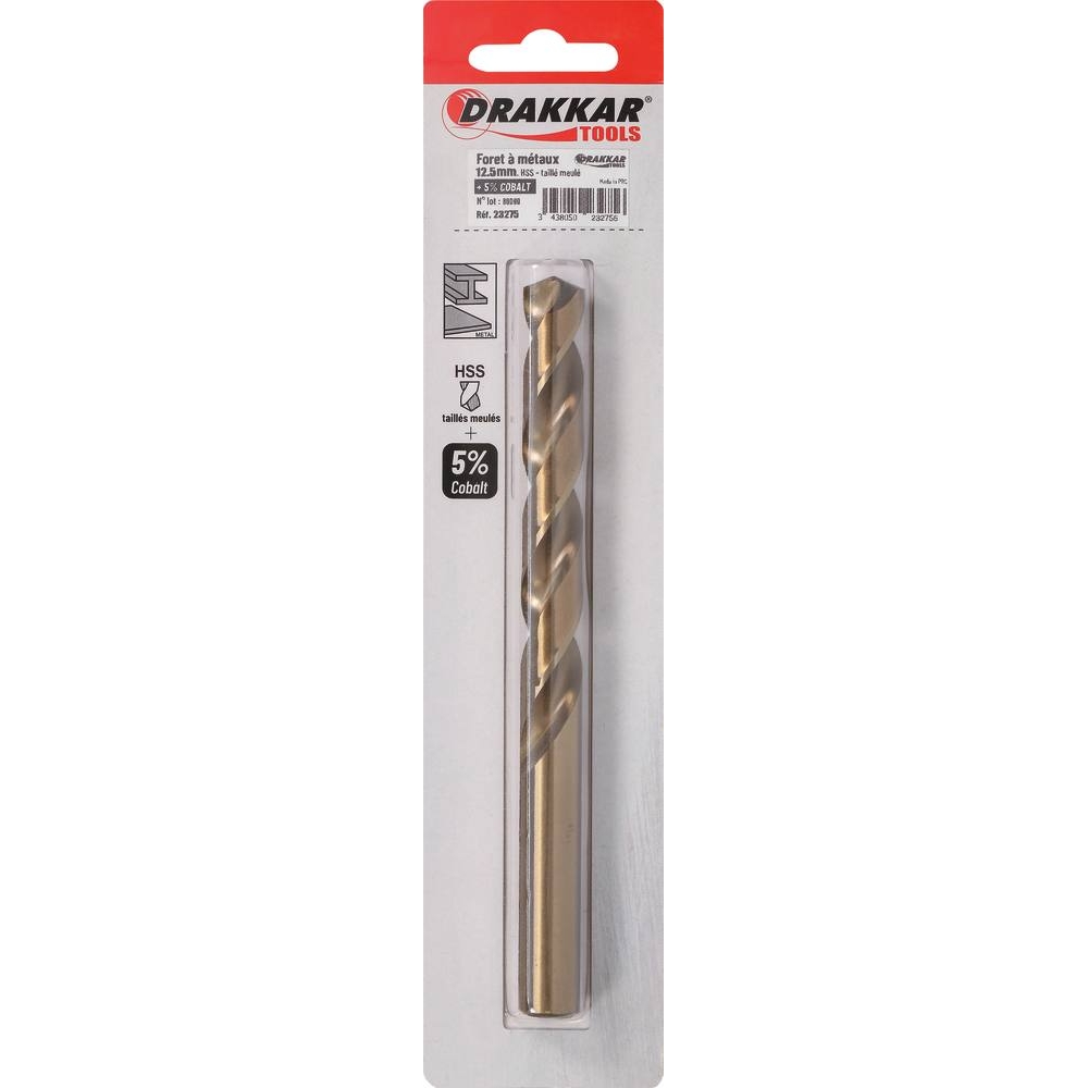 Foret à métaux HSS 5% cobalt 12,5mm - de 1 pcs DRAKKAR TOOLS - 23275