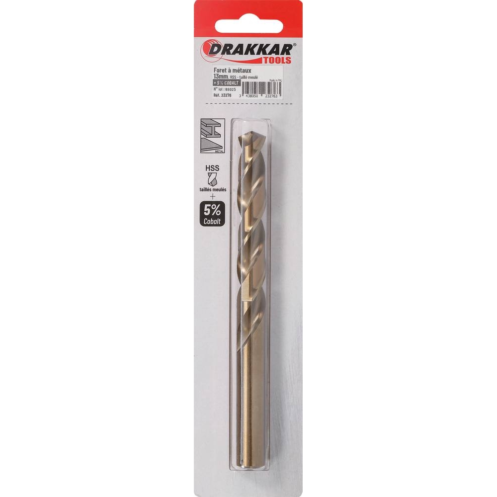 Foret à métaux HSS 5% cobalt 13mm - de 1 pcs DRAKKAR TOOLS - 23276