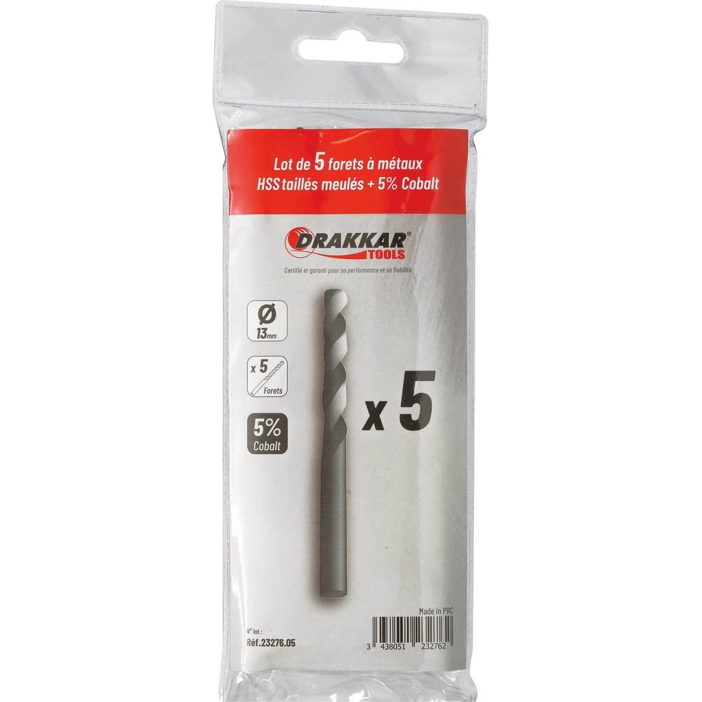 Foret à métaux HSS 5% cobalt 13mm - de 1 pcs DRAKKAR TOOLS - 23276