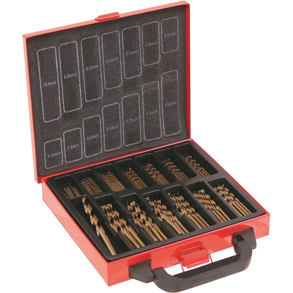 Valise métallique 120 forets métaux HSS 5% cobalt taillés meulés de 1 à 10mm DRAKKAR TOOLS - 23290