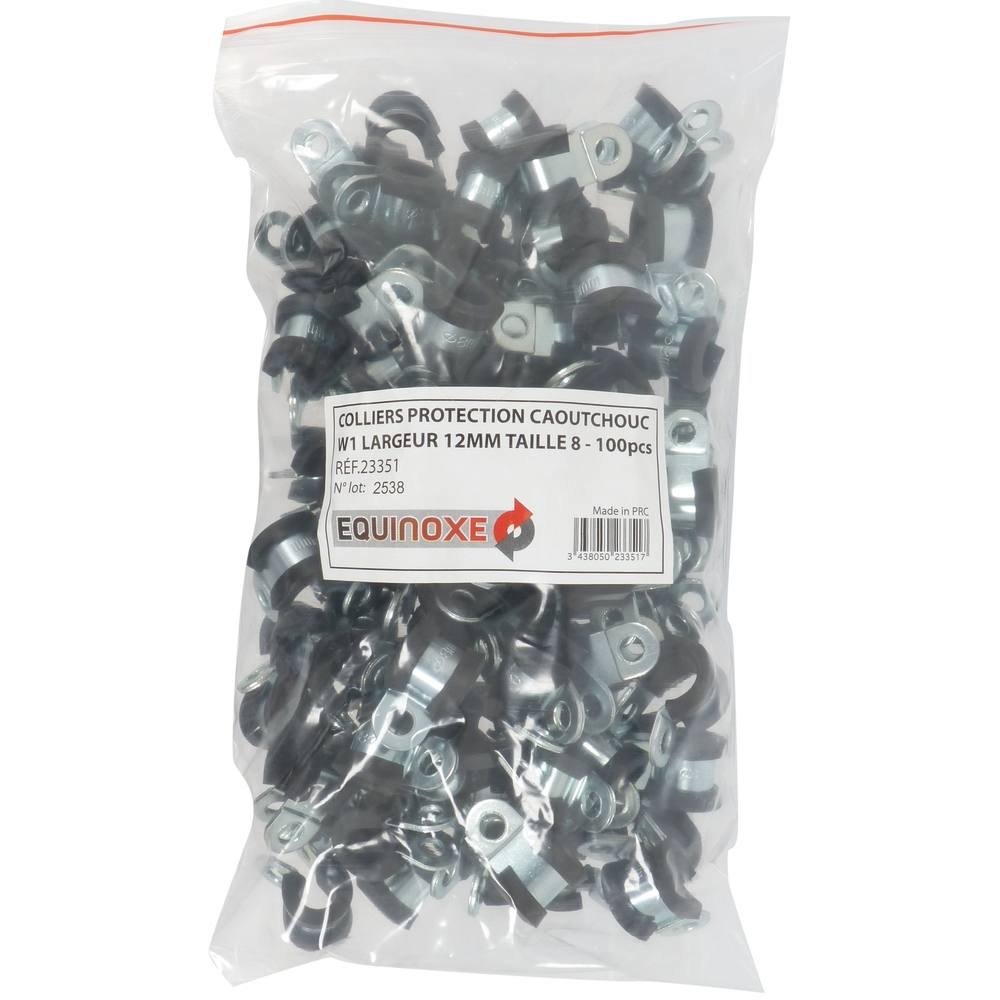 Collier acier zingué 12mm avec protection caoutchouc 8mm KLIPPER - 23351