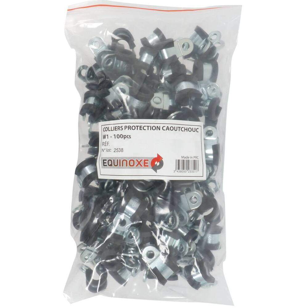 Collier acier zingué 12mm avec protection caoutchouc 14mm - Lot de 100 - KLIPPER - 23356.100