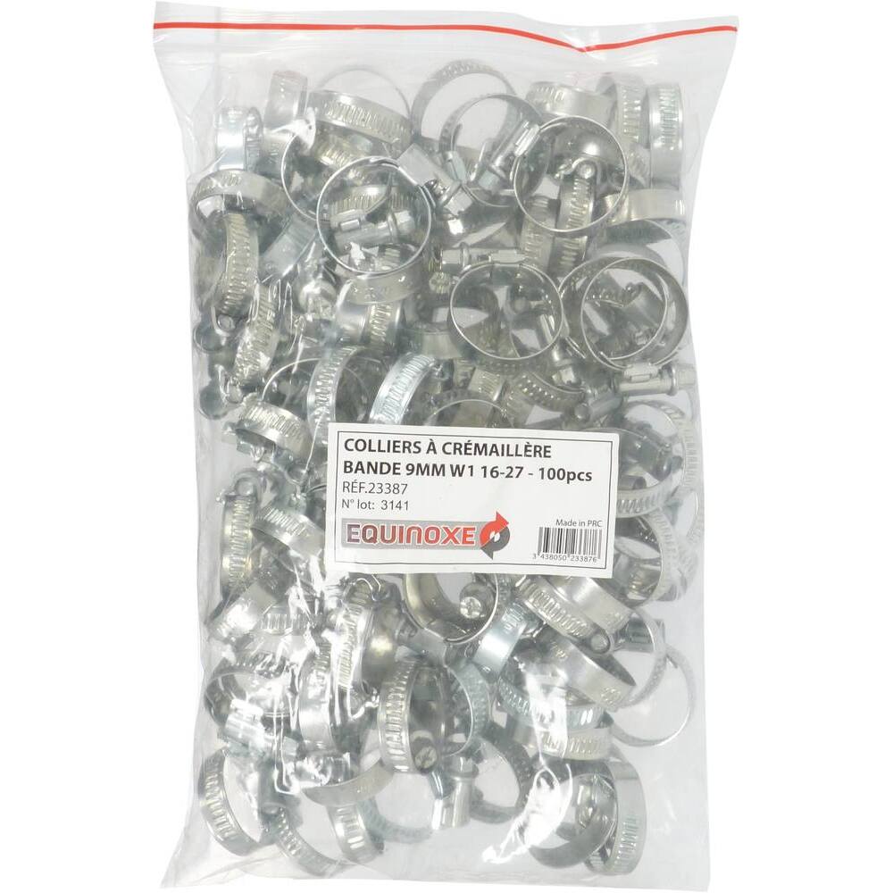 Collier à crémaillère acier zingué 9mm de 8 à 14mm - Lot de 100 - KLIPPER - 23381.100