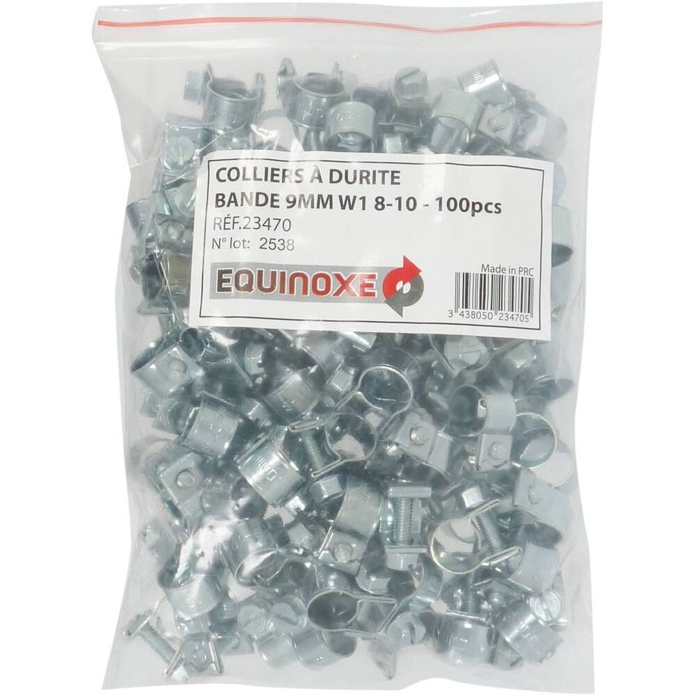 Collier à durite acier zingué 9mm de 8 à 10mm - Lot de 10 - KLIPPER - 23470.10
