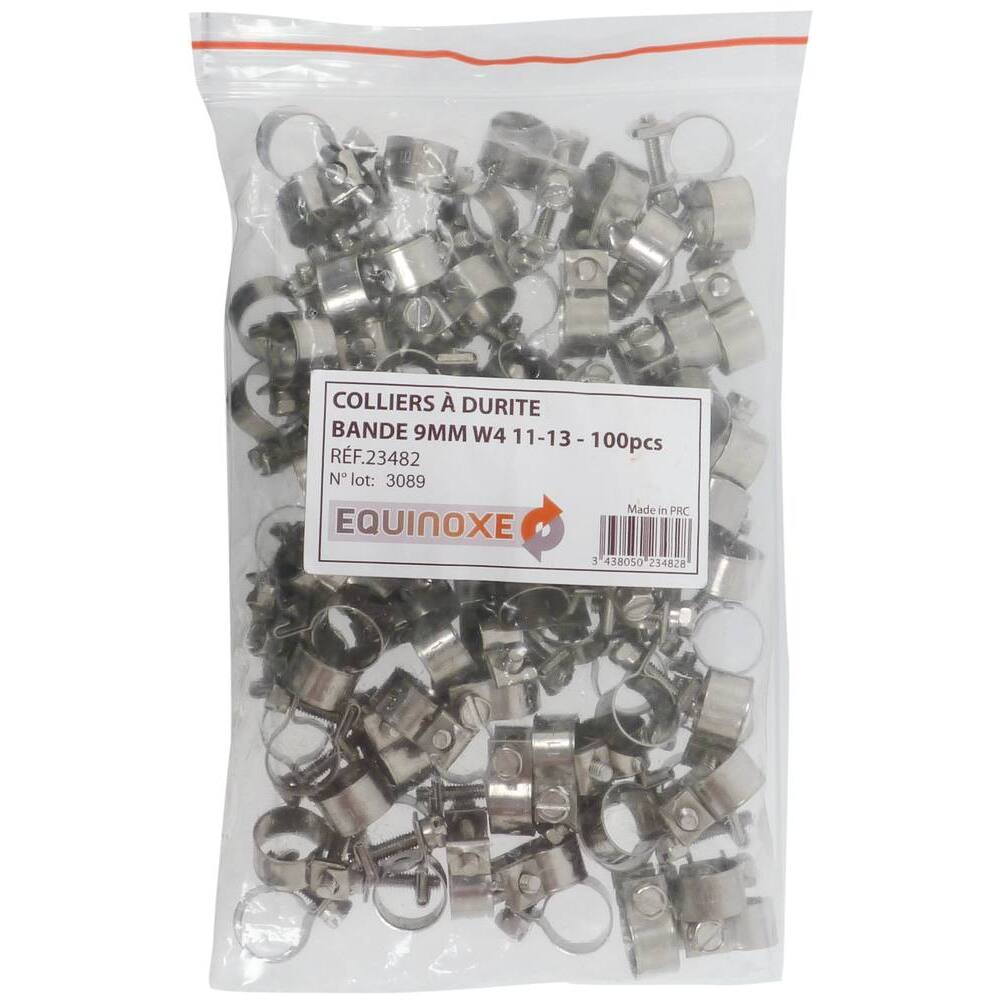 Collier à durite acier inox 9mm de 9 à 11mm - Lot de 100 - KLIPPER - 23480.100