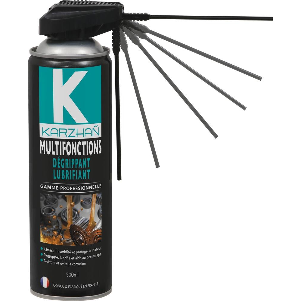 Dégrippant multifonctions avec tête 2 jets - aérosol 500ml KARZHAN - 24500