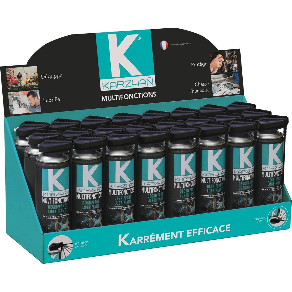 Dégrippant multifonctions avec tête 2 jets - aérosol 500ml KARZHAN - 24500
