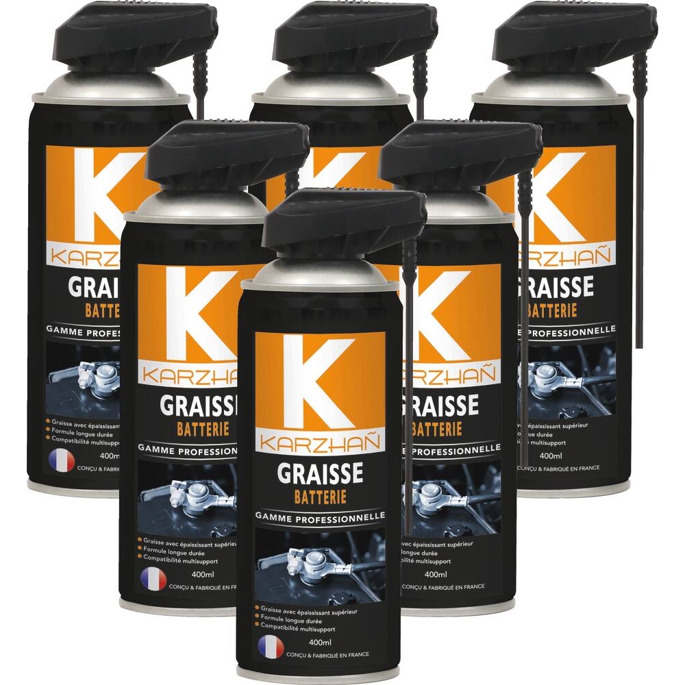Graisse pour batterie avec tête 2 jets - aérosol de 400ml KARZHAN - 24562