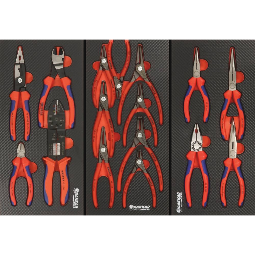 Servante d'atelier 7 tiroirs composée de 191 outils - modules finition carbone DRAKKAR TOOLS - 25071