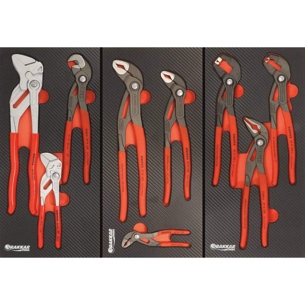 Servante d'atelier 7 tiroirs composée de 215 outils - modules finition carbone DRAKKAR TOOLS - 25081