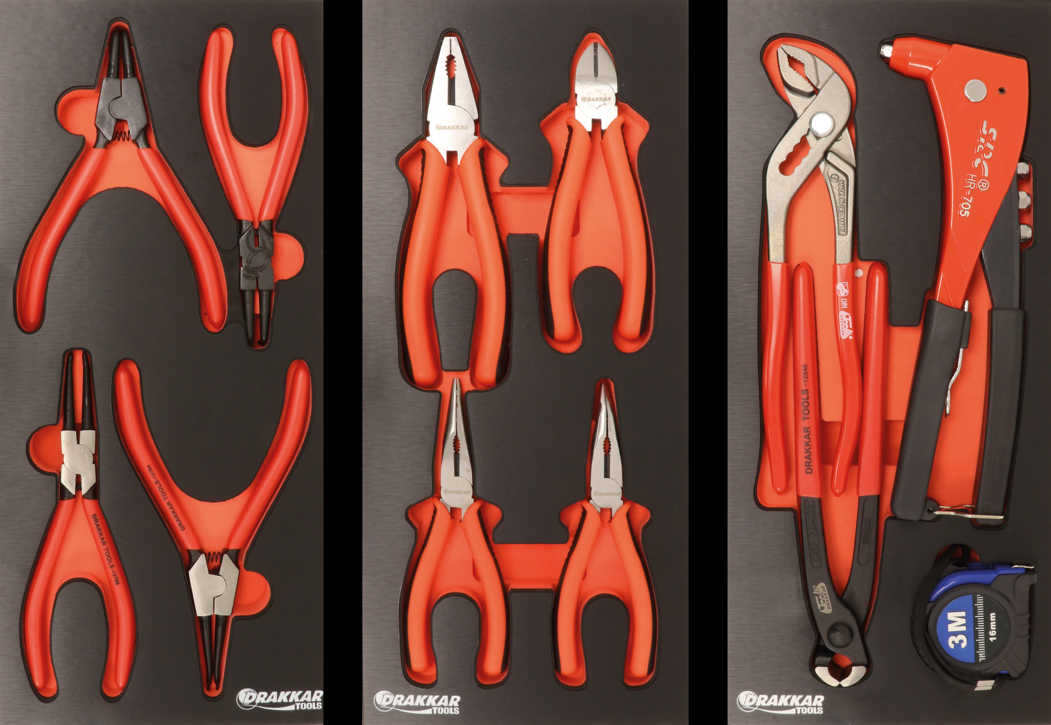 Servante d'atelier 8 tiroirs composée de 263 outils PL - modules finition métal DRAKKAR TOOLS - 25124