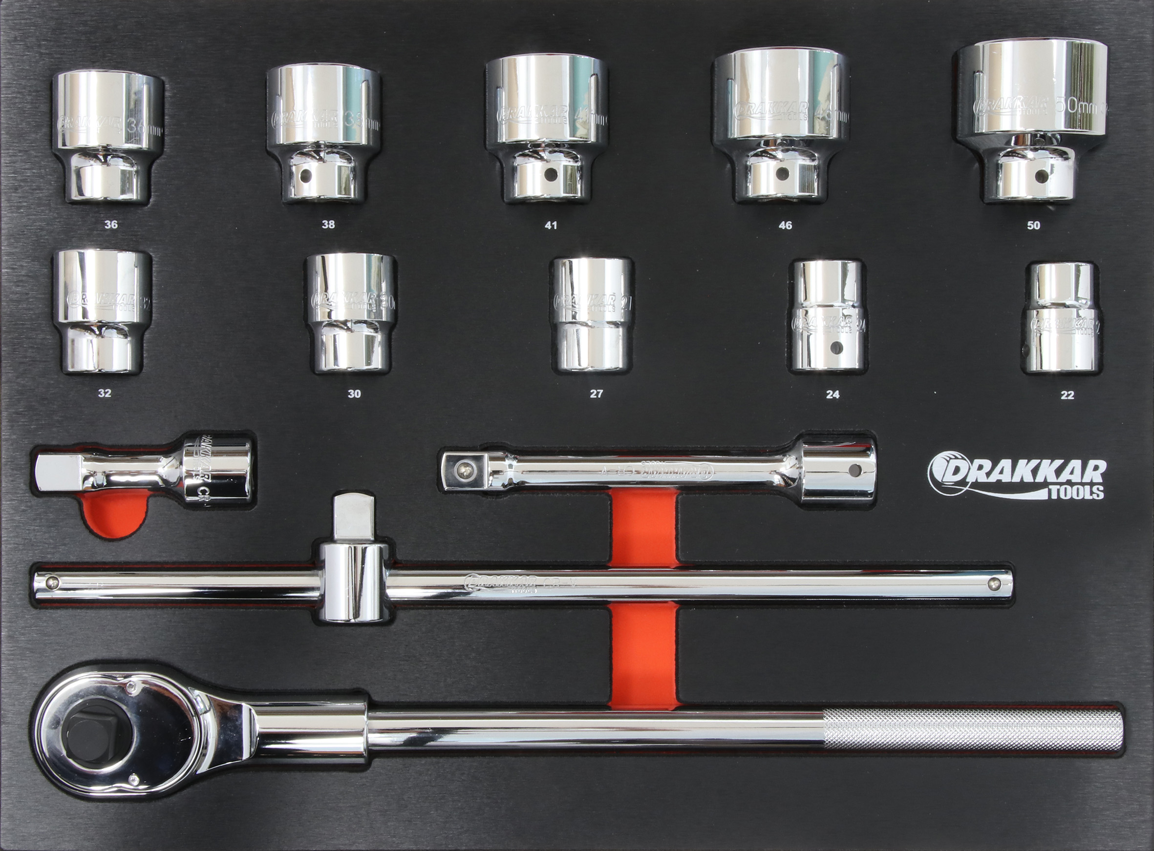 Servante d'atelier 8 tiroirs composée de 263 outils PL - modules finition métal DRAKKAR TOOLS - 25124