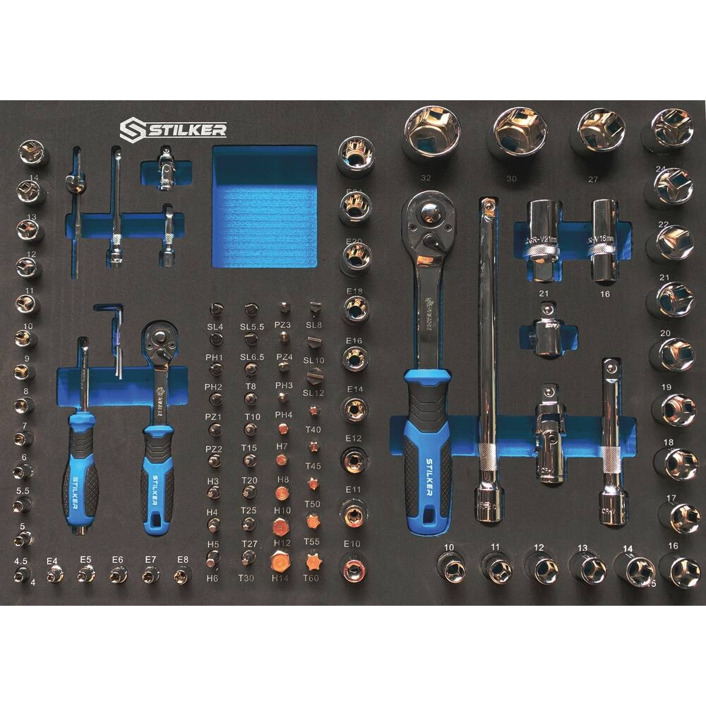 Servante d'atelier 7 tiroirs composée de 147 outils - modules mousse STILKER - 25128