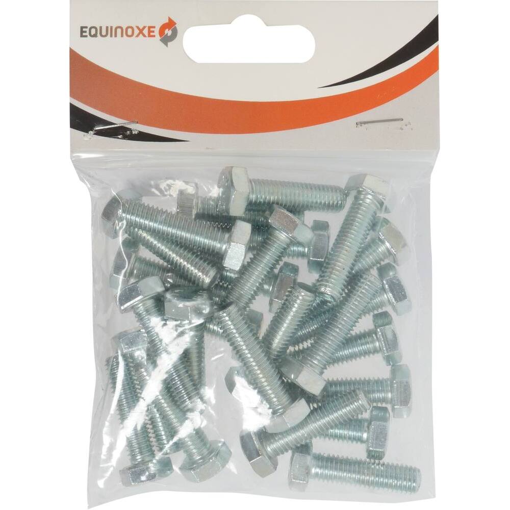 Vis à tête hexagonale filetage total class 8.8 zingué blanc M4x30mm DIN 933 - boîte de 500 - KLIPPER - 26639.500