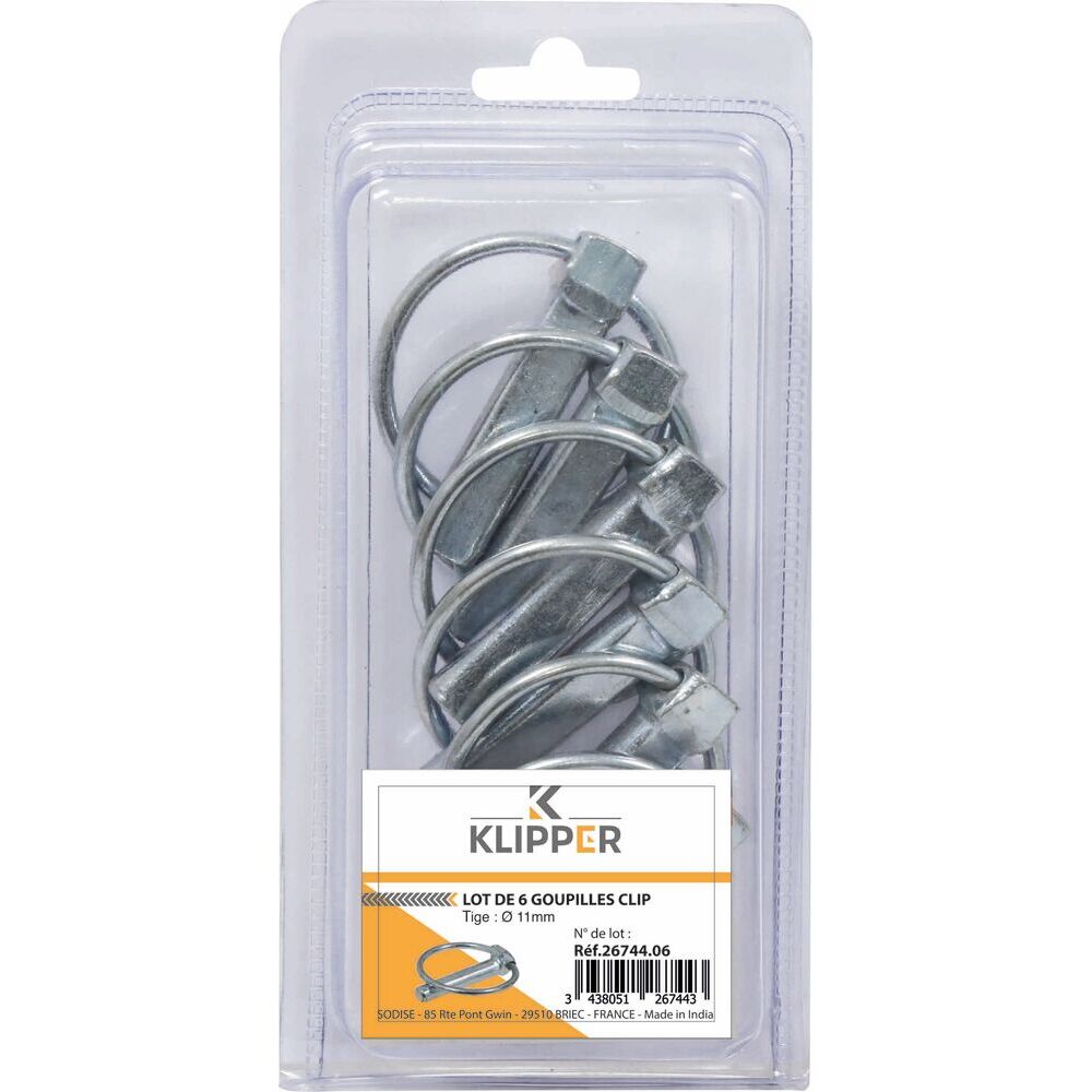 Goupilles clips 11mm - seau de 50 - KLIPPER - 26744.50