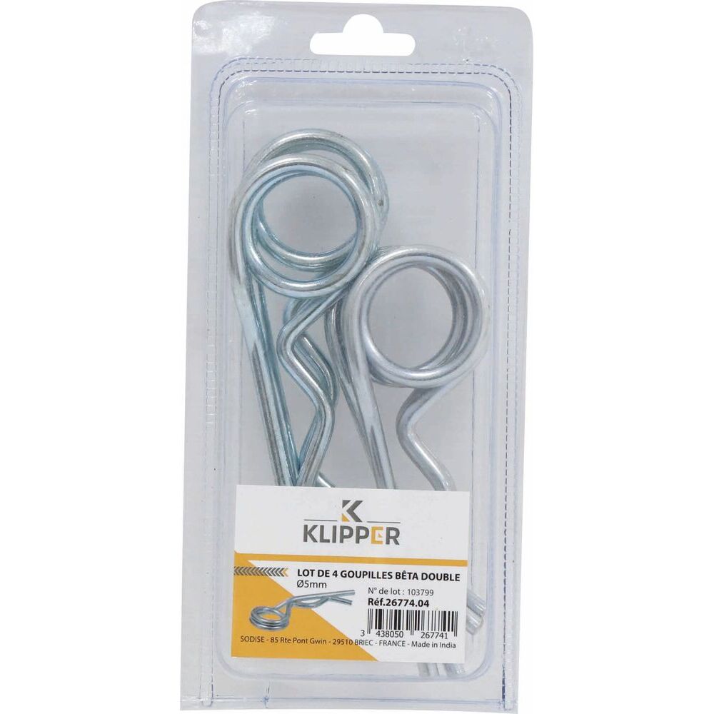 Goupilles béta double 5mm - blister de 4 - KLIPPER - 26774.04