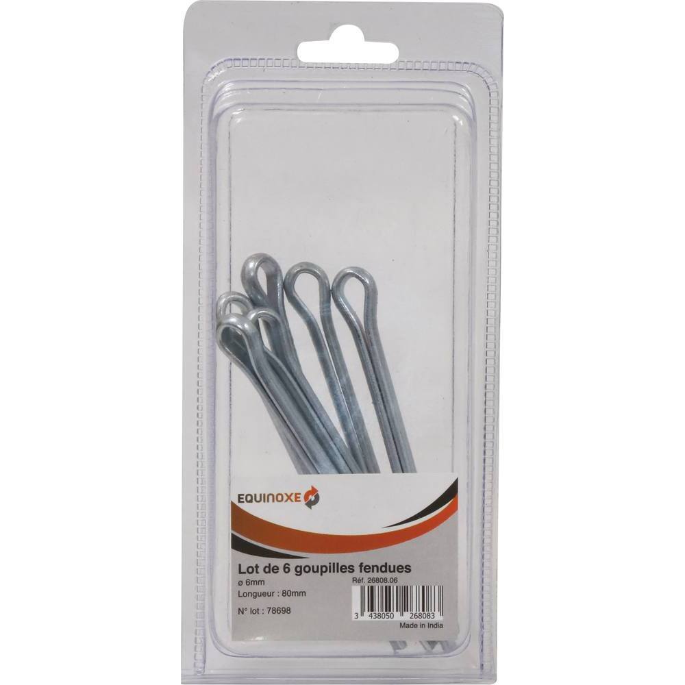 Goupilles fendues 6x80mm - blister de 6 - KLIPPER - 26808.06