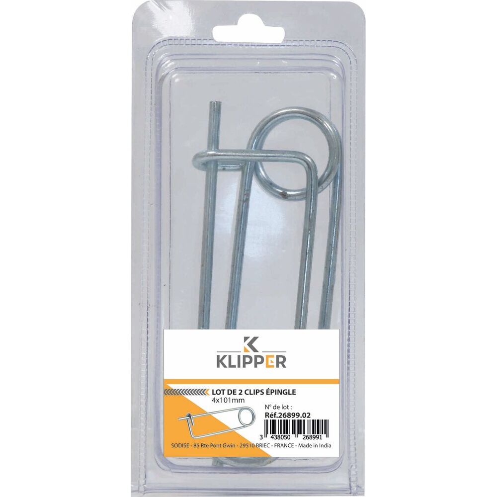 Clips épingle 4x101mm - blister de 2 pièces - Lot de 2 - KLIPPER - 26899.02