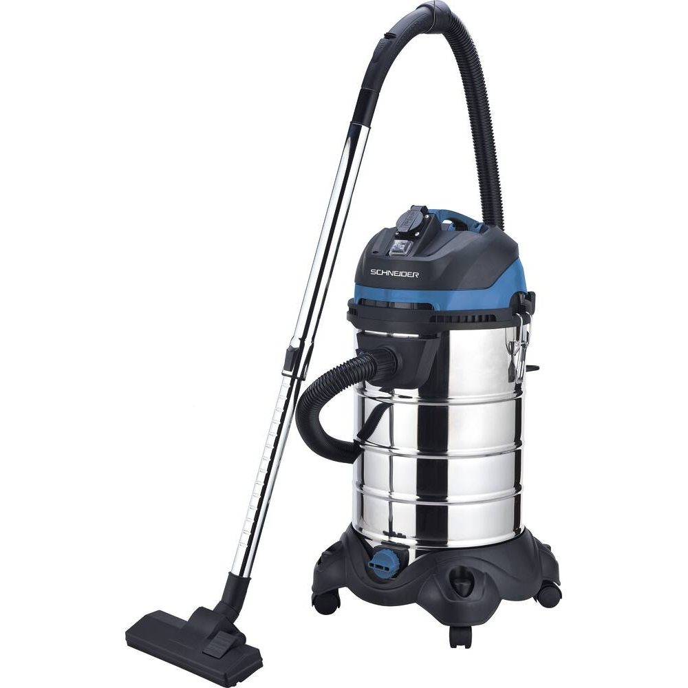 Aspirateur eau et poussière 30L 230V 1200W cuve inox/ prise électroportatif/ décolmatage/ souffleur SCHNEIDER ASPI - 50005