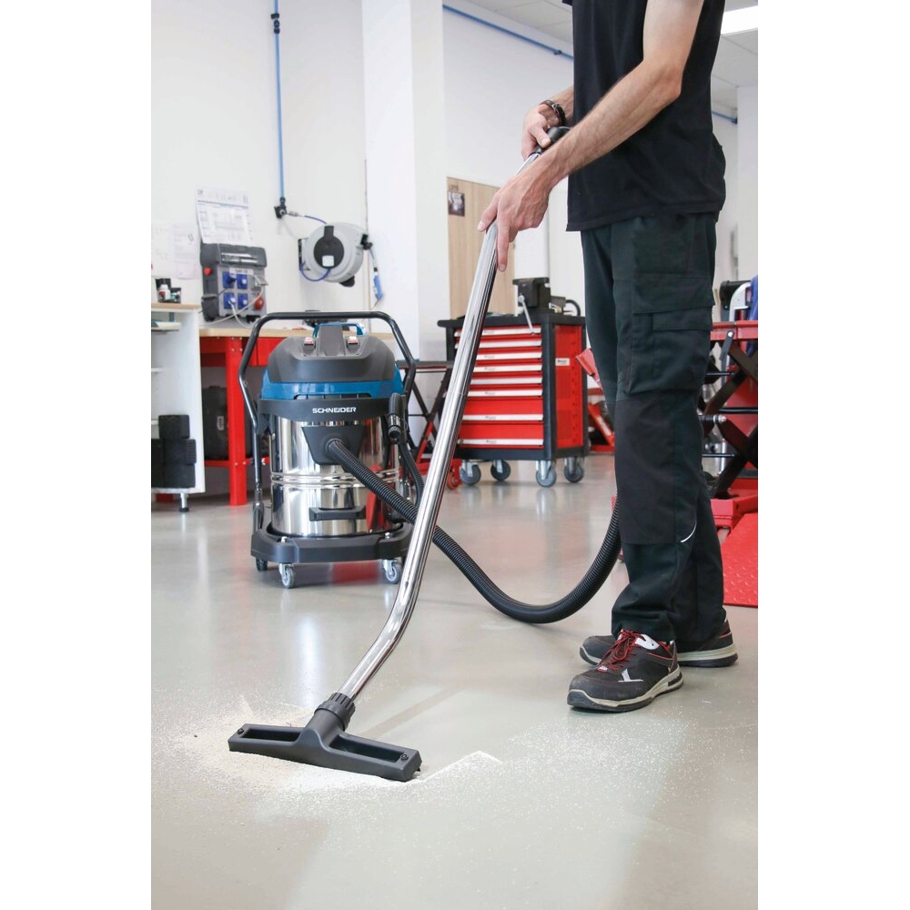 Aspirateur eau et poussière 60L 230V 2400W cuve inox basculante/2 moteurs SCHNEIDER ASPI - 50007