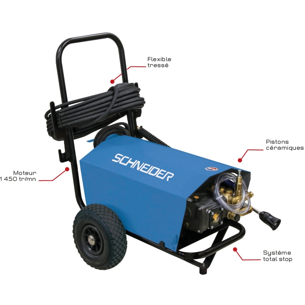 Nettoyeur HP eau froide 230V 9 l/min 160 bar avec flexible 10m SCHNEIDER NHP - 50041