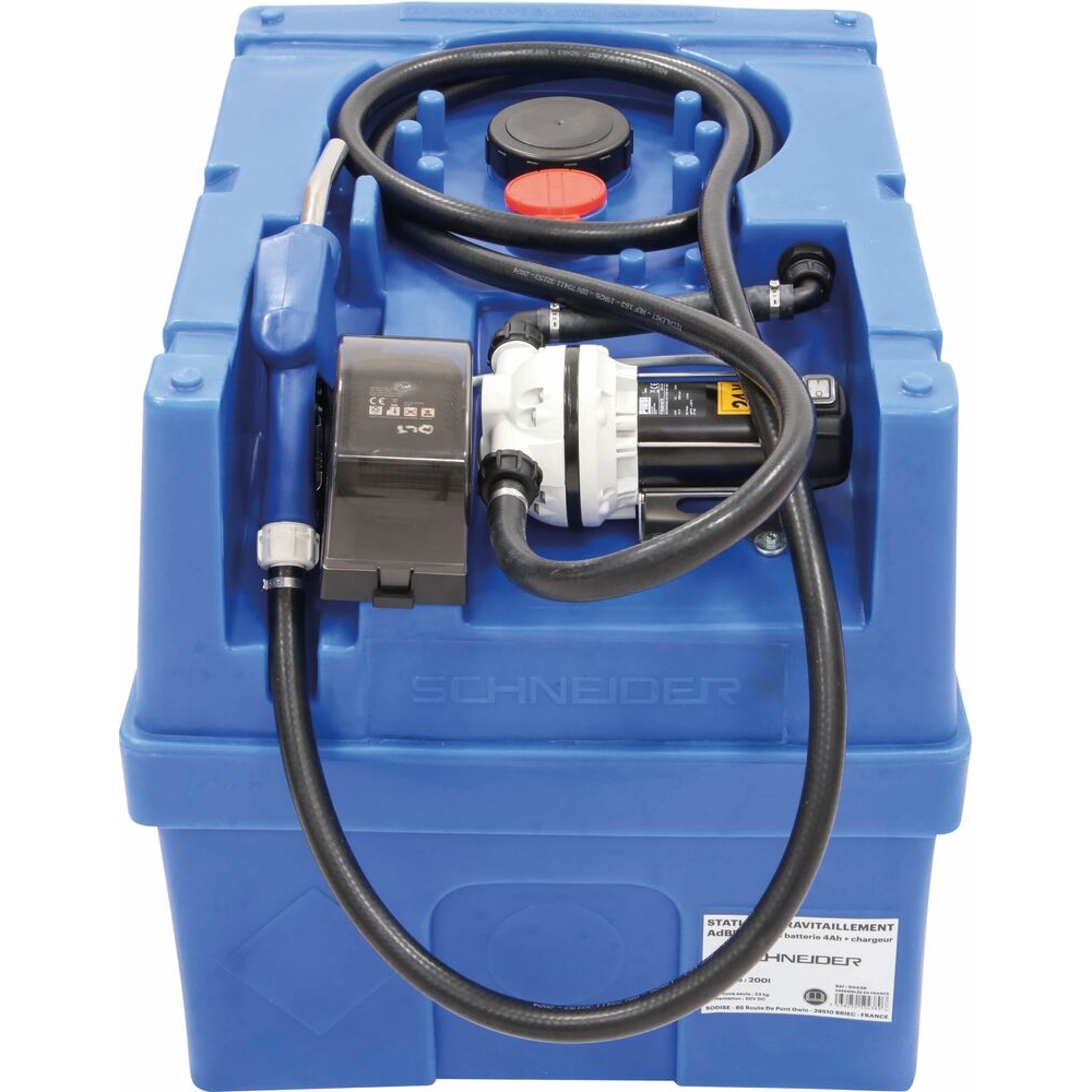 Cuve de ravitaillement AdBlue 200L sur batterie avec pompe 35 l/min - batterie 4Ah et chargeur SCHNEIDER TRANSFERT - 50438