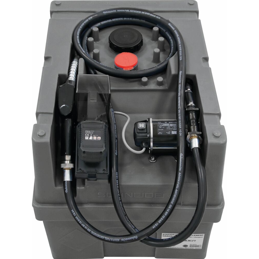 Cuve de ravitaillement gasoil PE 200L avec kit pompe à gasoil avec plateforme 20V Li-ion et 1 batt 4Ah SCHNEIDER TRANSFERT - 50442