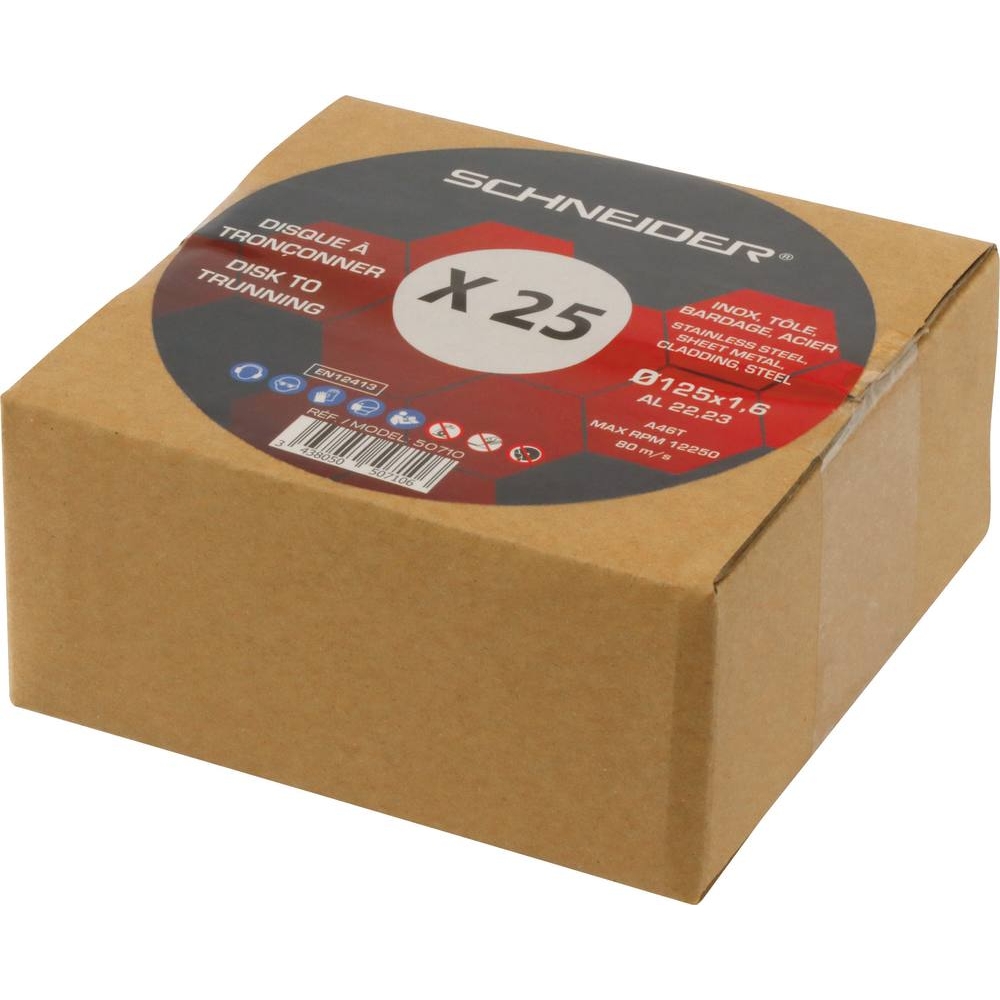 Disque à tronçonner acier/inox 125x1,6x22 - lot de 25 pcs SCHNEIDER ELECTRO - 50710