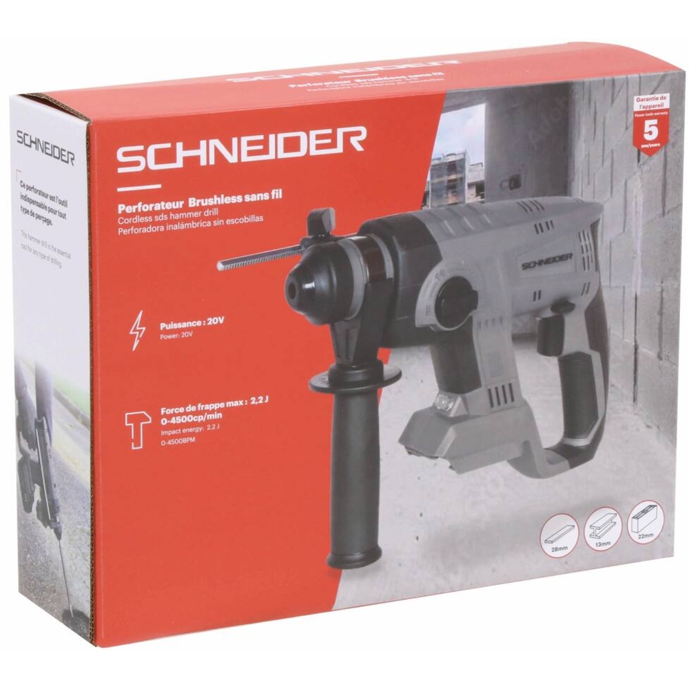 Perforateur brushless 20V 2,2J - boîte carton SCHNEIDER ELECTRO - 50838