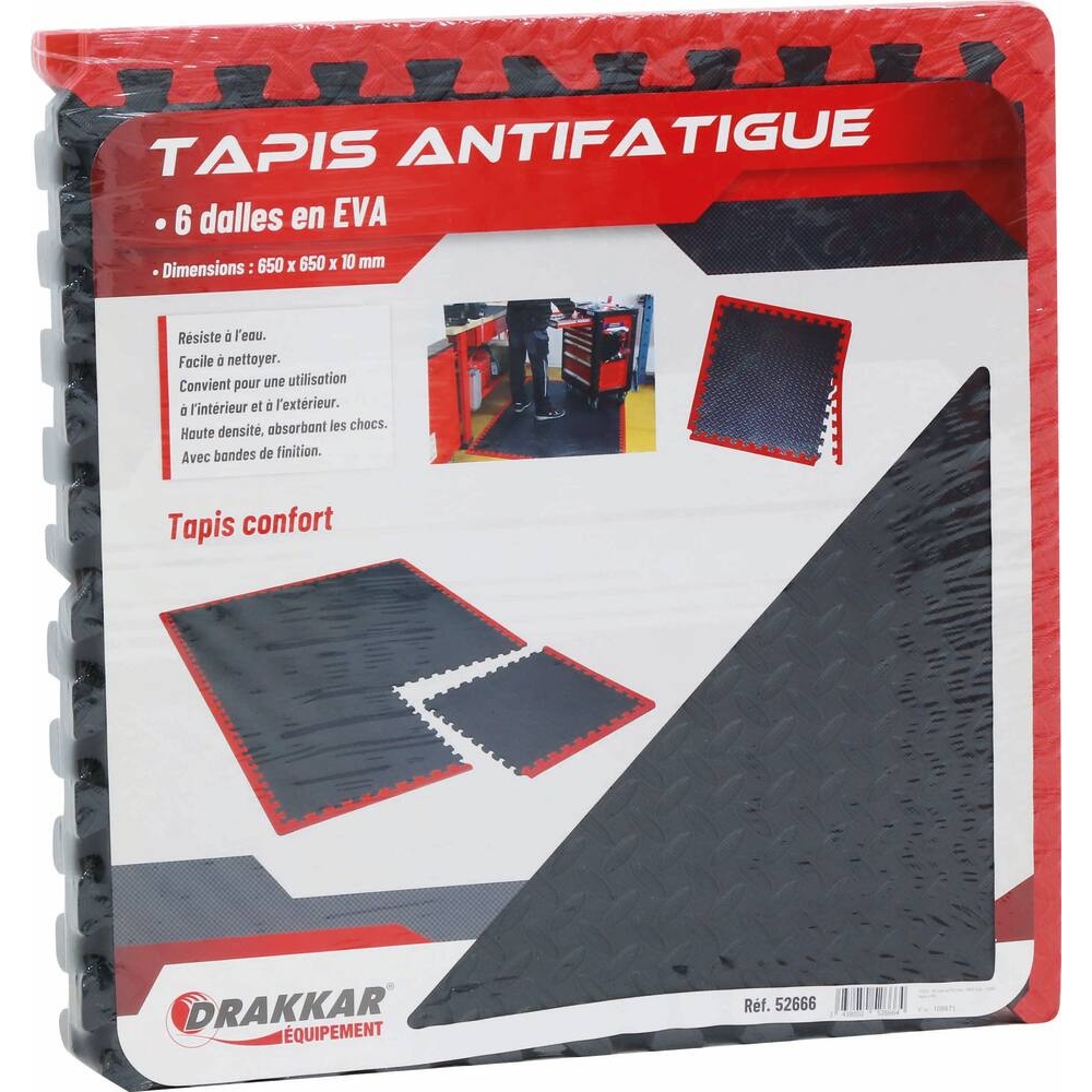 Dalle de sol garage épaisseur 10mm lot de 6 dalles - 650x650mm DRAKKAR 52666