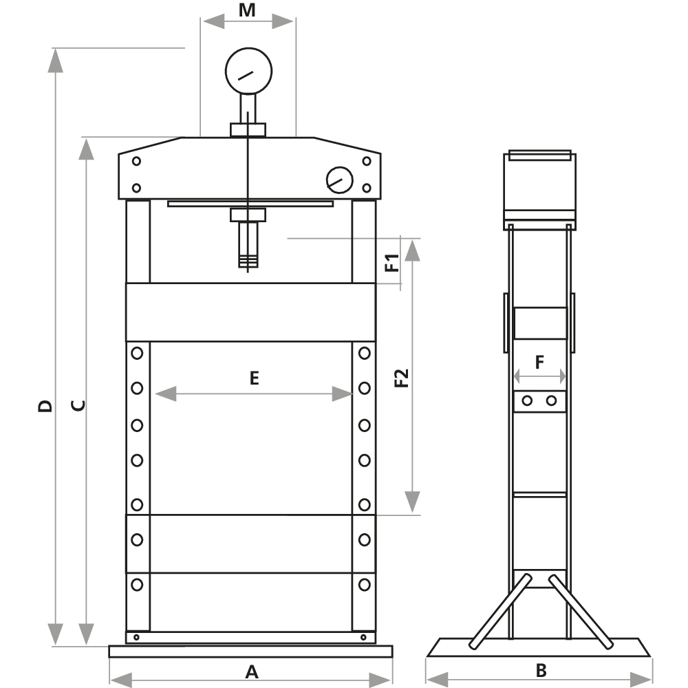 Presse d'atelier d'établi manuelle 15T bati soudé DRAKKAR - 52695