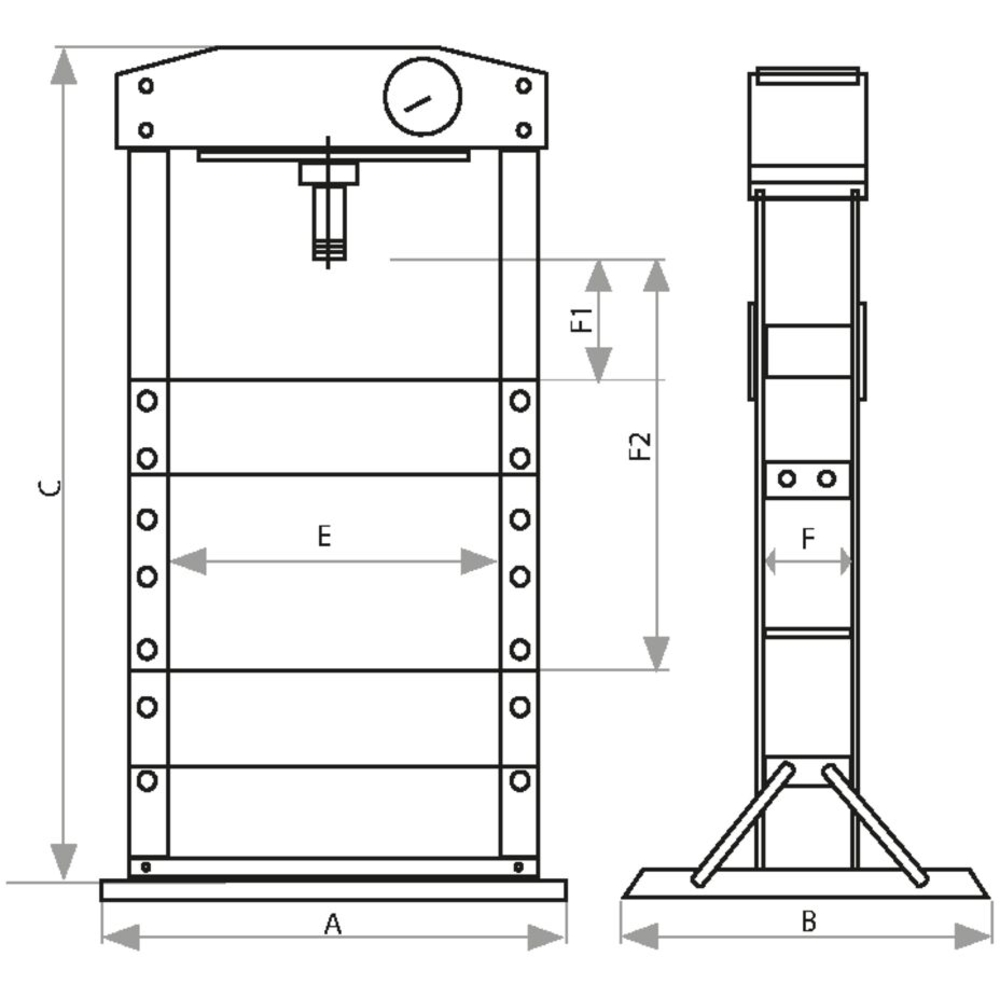 Presse d'atelier manuelle et pneumatique 50T bâti soudé DRAKKAR - 52766