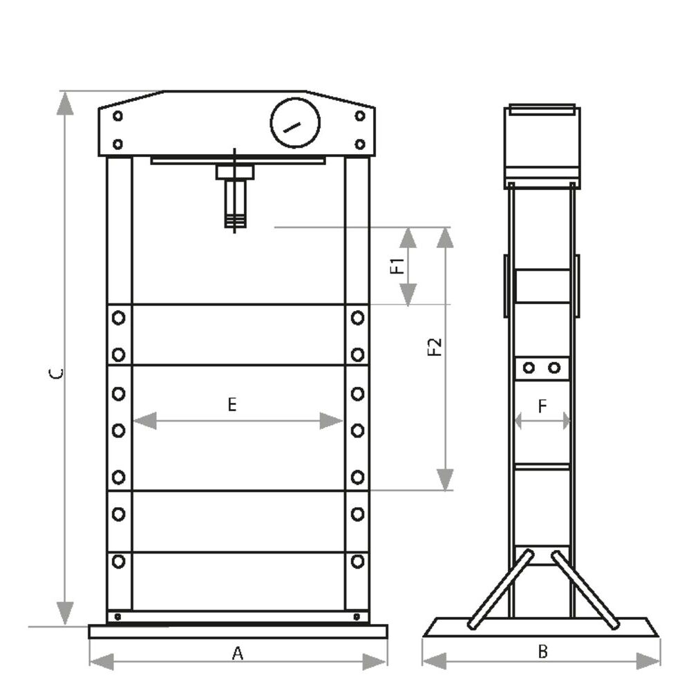 Presse d'atelier manuelle et pneumatique 50T bâti soudé DRAKKAR - 52766