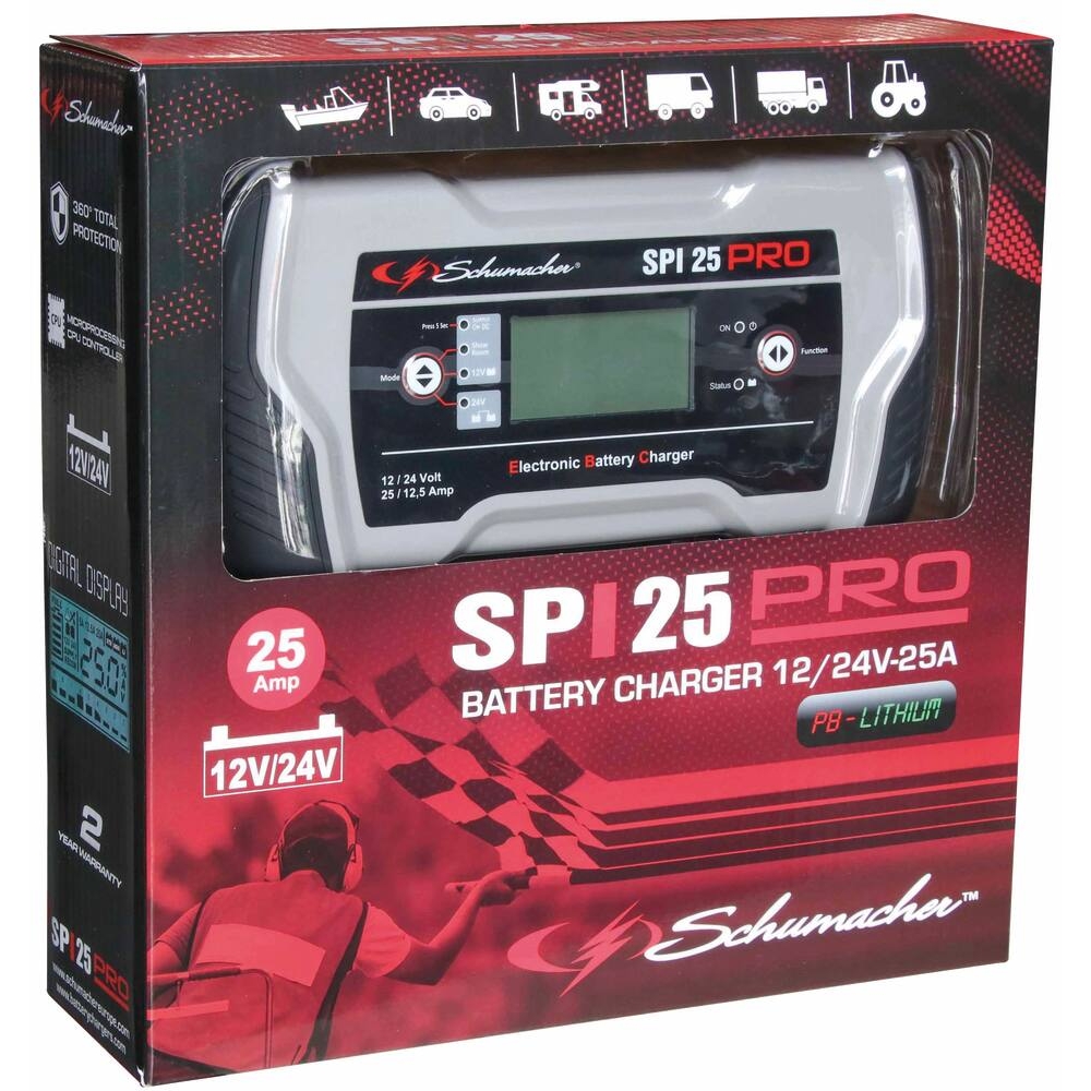 Chargeur de batterie automatique 12/24V-25/12,5A SPI 25 PRO SCHUMACHER - 54068