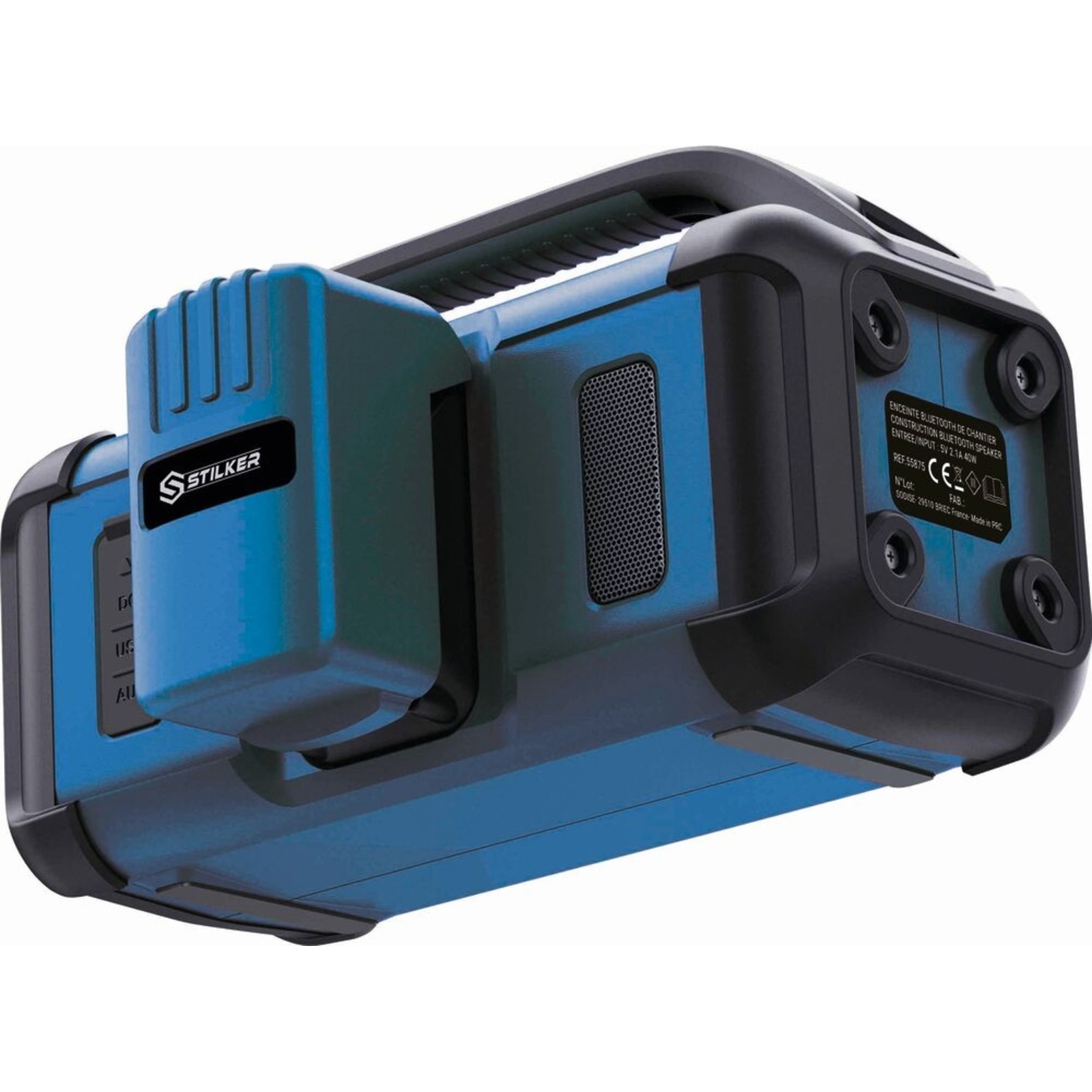 Enceinte de chantier portative bluetooth à batterie ou secteur - 1 batterie 2Ah + 1 chargeur STILKER - 55877