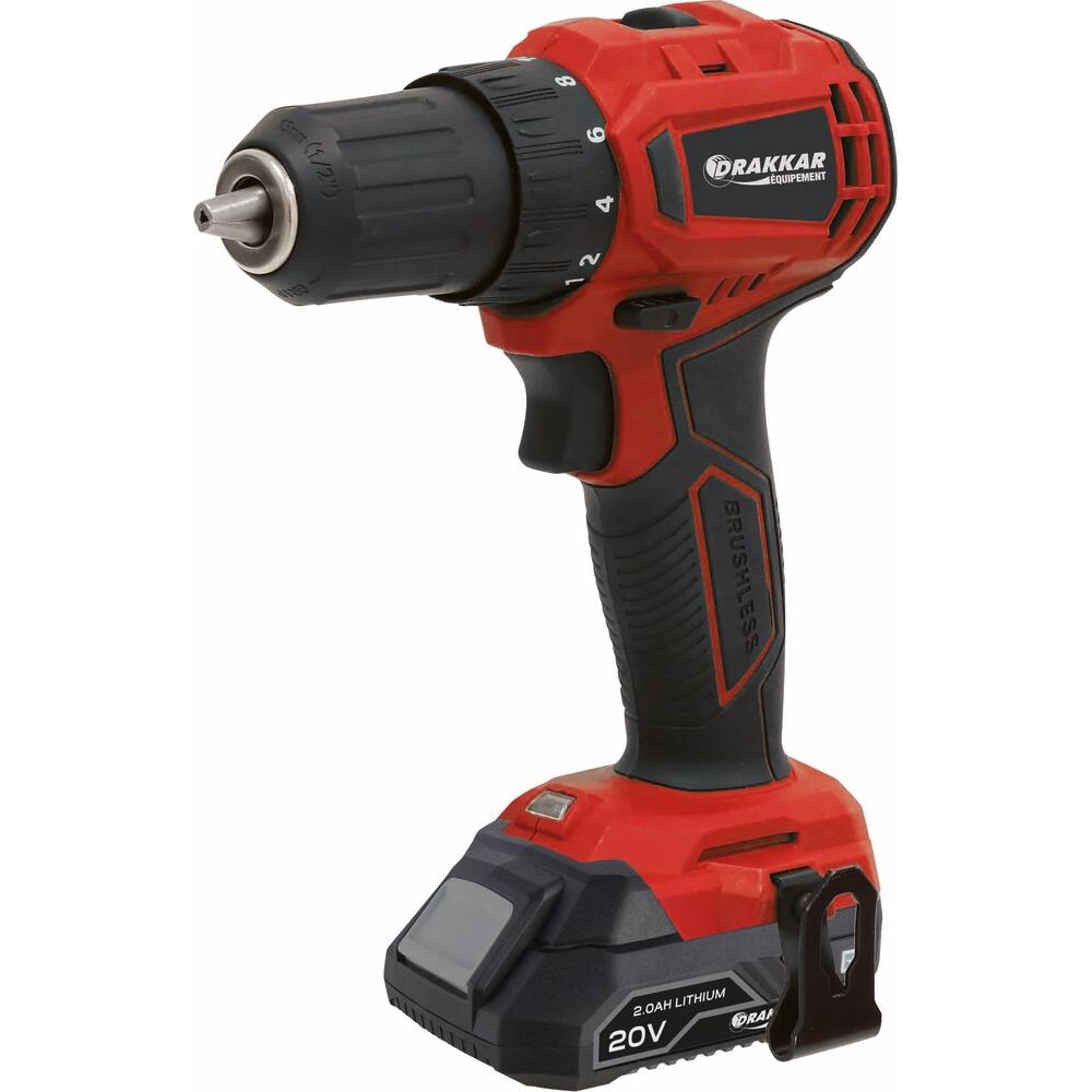 Perceuse visseuse brushless 20V 40Nm 2 batteries 2Ah Li-ion - mallette DRAKKAR - 55882